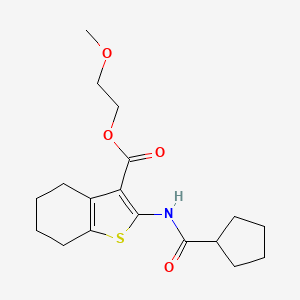 molecular formula C18H25NO4S B4278489 2-methoxyethyl 2-[(cyclopentylcarbonyl)amino]-4,5,6,7-tetrahydro-1-benzothiophene-3-carboxylate 