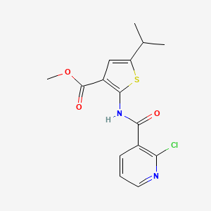 molecular formula C15H15ClN2O3S B4278498 methyl 2-{[(2-chloro-3-pyridinyl)carbonyl]amino}-5-isopropyl-3-thiophenecarboxylate 