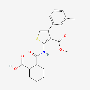 molecular formula C21H23NO5S B4278520 2-({[3-(methoxycarbonyl)-4-(3-methylphenyl)-2-thienyl]amino}carbonyl)cyclohexanecarboxylic acid 