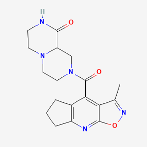 molecular formula C18H21N5O3 B4278529 8-[(3-methyl-6,7-dihydro-5H-cyclopenta[b]isoxazolo[4,5-e]pyridin-4-yl)carbonyl]hexahydro-2H-pyrazino[1,2-a]pyrazin-1(6H)-one 