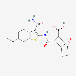 molecular formula C19H24N2O5S B4278538 3-({[3-(aminocarbonyl)-6-ethyl-4,5,6,7-tetrahydro-1-benzothien-2-yl]amino}carbonyl)-7-oxabicyclo[2.2.1]heptane-2-carboxylic acid 