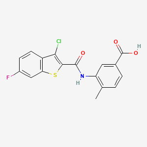 molecular formula C17H11ClFNO3S B4278572 3-{[(3-chloro-6-fluoro-1-benzothien-2-yl)carbonyl]amino}-4-methylbenzoic acid 