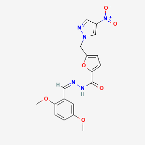 molecular formula C18H17N5O6 B4278578 N'-(2,5-dimethoxybenzylidene)-5-[(4-nitro-1H-pyrazol-1-yl)methyl]-2-furohydrazide 