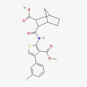 molecular formula C22H23NO5S B4278586 3-({[3-(methoxycarbonyl)-4-(3-methylphenyl)-2-thienyl]amino}carbonyl)bicyclo[2.2.1]heptane-2-carboxylic acid 