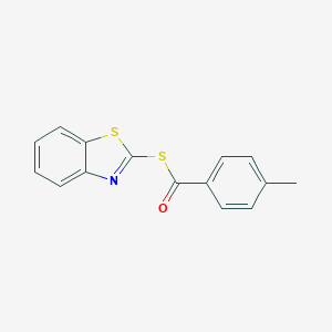 molecular formula C15H11NOS2 B427860 S-(1,3-benzothiazol-2-yl) 4-methylbenzenecarbothioate 