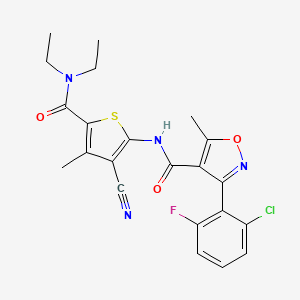 molecular formula C22H20ClFN4O3S B4278629 3-(2-chloro-6-fluorophenyl)-N-{3-cyano-5-[(diethylamino)carbonyl]-4-methyl-2-thienyl}-5-methyl-4-isoxazolecarboxamide 