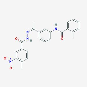 molecular formula C24H22N4O4 B4278679 2-methyl-N-{3-[N-(4-methyl-3-nitrobenzoyl)ethanehydrazonoyl]phenyl}benzamide 