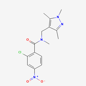 molecular formula C15H17ClN4O3 B4278743 2-chloro-N-methyl-4-nitro-N-[(1,3,5-trimethyl-1H-pyrazol-4-yl)methyl]benzamide 