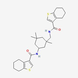 molecular formula C28H38N2O2S2 B4278749 N-({1,3,3-trimethyl-5-[(4,5,6,7-tetrahydro-1-benzothien-3-ylcarbonyl)amino]cyclohexyl}methyl)-4,5,6,7-tetrahydro-1-benzothiophene-3-carboxamide 