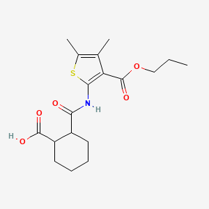 molecular formula C18H25NO5S B4278846 2-({[4,5-dimethyl-3-(propoxycarbonyl)-2-thienyl]amino}carbonyl)cyclohexanecarboxylic acid 
