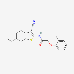molecular formula C20H22N2O2S B4278850 N-(3-cyano-6-ethyl-4,5,6,7-tetrahydro-1-benzothien-2-yl)-2-(2-methylphenoxy)acetamide 