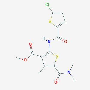 molecular formula C15H15ClN2O4S2 B4278884 methyl 2-{[(5-chloro-2-thienyl)carbonyl]amino}-5-[(dimethylamino)carbonyl]-4-methyl-3-thiophenecarboxylate 