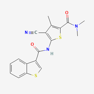 molecular formula C18H15N3O2S2 B4278885 N-{3-cyano-5-[(dimethylamino)carbonyl]-4-methyl-2-thienyl}-1-benzothiophene-3-carboxamide 