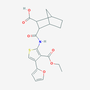 molecular formula C20H21NO6S B4278916 3-({[3-(ethoxycarbonyl)-4-(2-furyl)-2-thienyl]amino}carbonyl)bicyclo[2.2.1]heptane-2-carboxylic acid 