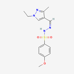 molecular formula C14H18N4O3S B4278919 N'-[(1-ethyl-3-methyl-1H-pyrazol-4-yl)methylene]-4-methoxybenzenesulfonohydrazide 