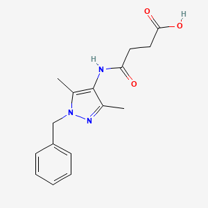 molecular formula C16H19N3O3 B4278927 4-[(1-benzyl-3,5-dimethyl-1H-pyrazol-4-yl)amino]-4-oxobutanoic acid 