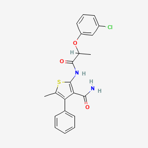 molecular formula C21H19ClN2O3S B4278998 2-{[2-(3-chlorophenoxy)propanoyl]amino}-5-methyl-4-phenyl-3-thiophenecarboxamide 