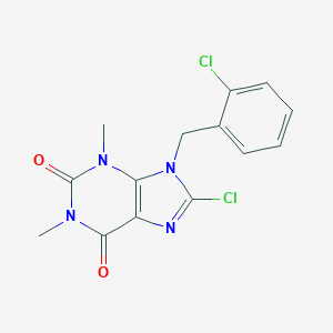 molecular formula C14H12Cl2N4O2 B427906 8-chloro-9-(2-chlorobenzyl)-1,3-dimethyl-3,9-dihydro-1H-purine-2,6-dione 