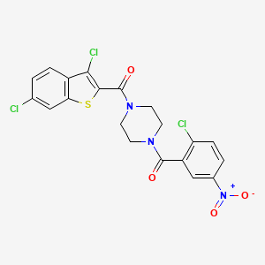 molecular formula C20H14Cl3N3O4S B4279071 1-(2-chloro-5-nitrobenzoyl)-4-[(3,6-dichloro-1-benzothien-2-yl)carbonyl]piperazine 