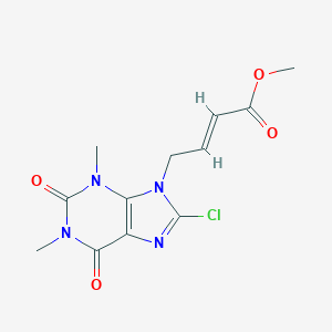 molecular formula C12H13ClN4O4 B427908 methyl 4-(8-chloro-1,3-dimethyl-2,6-dioxo-1,2,3,6-tetrahydro-9H-purin-9-yl)-2-butenoate 