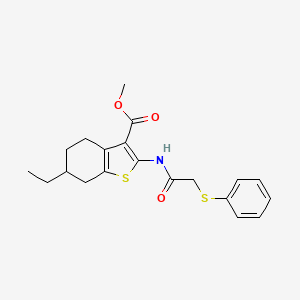 molecular formula C20H23NO3S2 B4279092 methyl 6-ethyl-2-{[(phenylthio)acetyl]amino}-4,5,6,7-tetrahydro-1-benzothiophene-3-carboxylate 