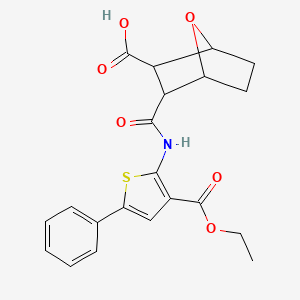 molecular formula C21H21NO6S B4279111 3-({[3-(ethoxycarbonyl)-5-phenyl-2-thienyl]amino}carbonyl)-7-oxabicyclo[2.2.1]heptane-2-carboxylic acid 