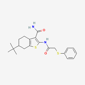 molecular formula C21H26N2O2S2 B4279129 6-tert-butyl-2-{[(phenylthio)acetyl]amino}-4,5,6,7-tetrahydro-1-benzothiophene-3-carboxamide 