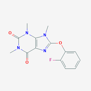 molecular formula C14H13FN4O3 B427913 8-(2-fluorophenoxy)-1,3,9-trimethyl-3,9-dihydro-1H-purine-2,6-dione 