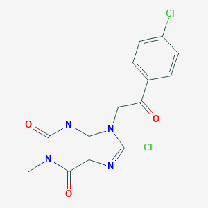 molecular formula C15H12Cl2N4O3 B427914 8-chloro-9-[2-(4-chlorophenyl)-2-oxoethyl]-1,3-dimethyl-3,9-dihydro-1H-purine-2,6-dione 