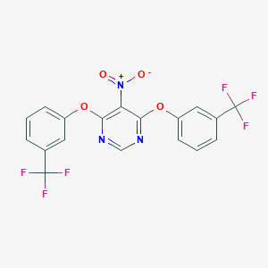 molecular formula C18H9F6N3O4 B427915 5-Nitro-4,6-bis[3-(trifluoromethyl)phenoxy]pyrimidine 