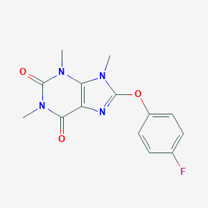 molecular formula C14H13FN4O3 B427917 8-(4-fluorophenoxy)-1,3,9-trimethyl-3,9-dihydro-1H-purine-2,6-dione 