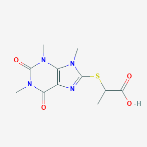 molecular formula C11H14N4O4S B427918 2-[(1,3,9-trimethyl-2,6-dioxo-2,3,6,9-tetrahydro-1H-purin-8-yl)sulfanyl]propanoic acid 