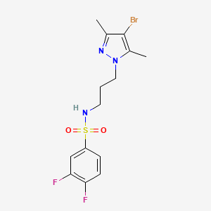 molecular formula C14H16BrF2N3O2S B4279211 N-[3-(4-bromo-3,5-dimethyl-1H-pyrazol-1-yl)propyl]-3,4-difluorobenzenesulfonamide 