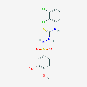 molecular formula C15H15Cl2N3O4S2 B4279230 N-(2,3-dichlorophenyl)-2-[(3,4-dimethoxyphenyl)sulfonyl]hydrazinecarbothioamide 