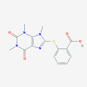 molecular formula C15H14N4O4S B427924 2-[(1,3,9-trimethyl-2,6-dioxo-2,3,6,9-tetrahydro-1H-purin-8-yl)sulfanyl]benzoic acid 