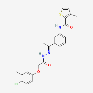 N-(3-{N-[(4-chloro-3-methylphenoxy)acetyl]ethanehydrazonoyl}phenyl)-3-methyl-2-thiophenecarboxamide