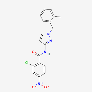 molecular formula C18H15ClN4O3 B4279262 2-chloro-N-[1-(2-methylbenzyl)-1H-pyrazol-3-yl]-4-nitrobenzamide 