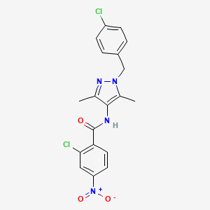 molecular formula C19H16Cl2N4O3 B4279278 2-chloro-N-[1-(4-chlorobenzyl)-3,5-dimethyl-1H-pyrazol-4-yl]-4-nitrobenzamide 