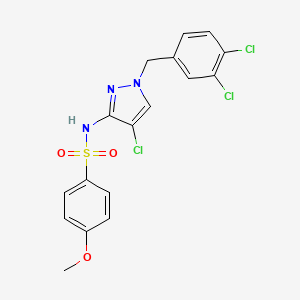 molecular formula C17H14Cl3N3O3S B4279288 N-[4-chloro-1-(3,4-dichlorobenzyl)-1H-pyrazol-3-yl]-4-methoxybenzenesulfonamide 