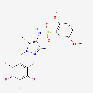 molecular formula C20H18F5N3O4S B4279289 N-[3,5-dimethyl-1-(pentafluorobenzyl)-1H-pyrazol-4-yl]-2,5-dimethoxybenzenesulfonamide 