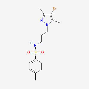 molecular formula C15H20BrN3O2S B4279295 N-[3-(4-bromo-3,5-dimethyl-1H-pyrazol-1-yl)propyl]-4-methylbenzenesulfonamide 