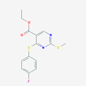 Ethyl 4-[(4-fluorophenyl)sulfanyl]-2-(methylsulfanyl)-5-pyrimidinecarboxylate