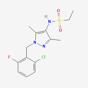 molecular formula C14H17ClFN3O2S B4279363 N-[1-(2-chloro-6-fluorobenzyl)-3,5-dimethyl-1H-pyrazol-4-yl]ethanesulfonamide 