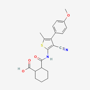 molecular formula C21H22N2O4S B4279366 2-({[3-cyano-4-(4-methoxyphenyl)-5-methyl-2-thienyl]amino}carbonyl)cyclohexanecarboxylic acid 