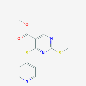 Ethyl 2-(methylsulfanyl)-4-(4-pyridinylsulfanyl)-5-pyrimidinecarboxylate