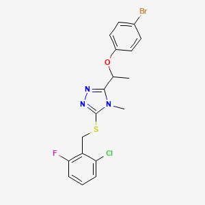 molecular formula C18H16BrClFN3OS B4279449 3-[1-(4-bromophenoxy)ethyl]-5-[(2-chloro-6-fluorobenzyl)thio]-4-methyl-4H-1,2,4-triazole 