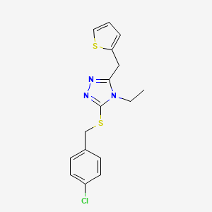 molecular formula C16H16ClN3S2 B4279509 3-[(4-chlorobenzyl)thio]-4-ethyl-5-(2-thienylmethyl)-4H-1,2,4-triazole 