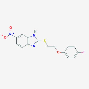 molecular formula C15H12FN3O3S B427952 2-{[2-(4-fluorophenoxy)ethyl]sulfanyl}-5-nitro-1H-benzimidazole 