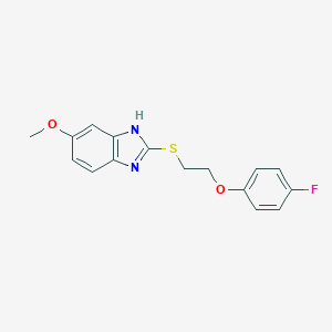 molecular formula C16H15FN2O2S B427955 2-{[2-(4-fluorophenoxy)ethyl]sulfanyl}-5-methoxy-1H-benzimidazole 