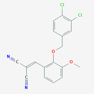 molecular formula C18H12Cl2N2O2 B4279558 {2-[(3,4-dichlorobenzyl)oxy]-3-methoxybenzylidene}malononitrile 